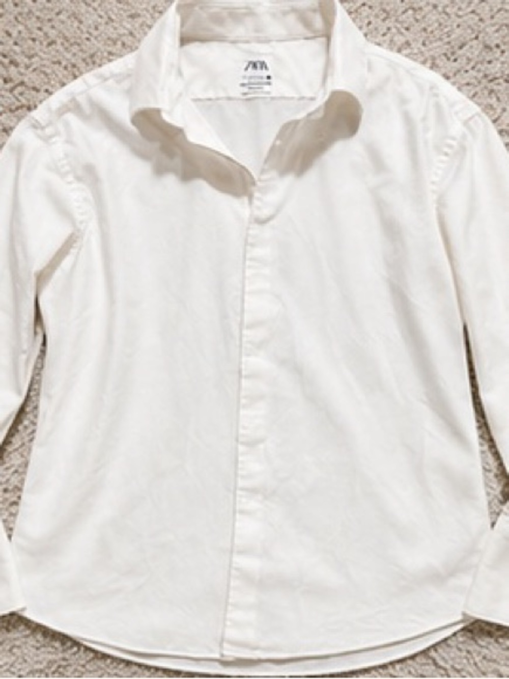 Zara Men’s Cream Button-Down Shirt Jacket